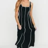 Hot Worth Collective Liza Linen-Blend Midi Dress in Black
