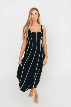Hot Worth Collective Liza Linen-Blend Midi Dress in Black