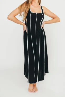 Hot Worth Collective Liza Linen-Blend Midi Dress in Black