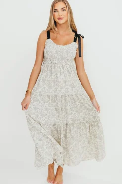 New Worth Collective Lottie Tiered Maxi Dress in Floral Black