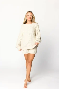 Clearance Worth Collective Lovender Sweater Shorts in Natural