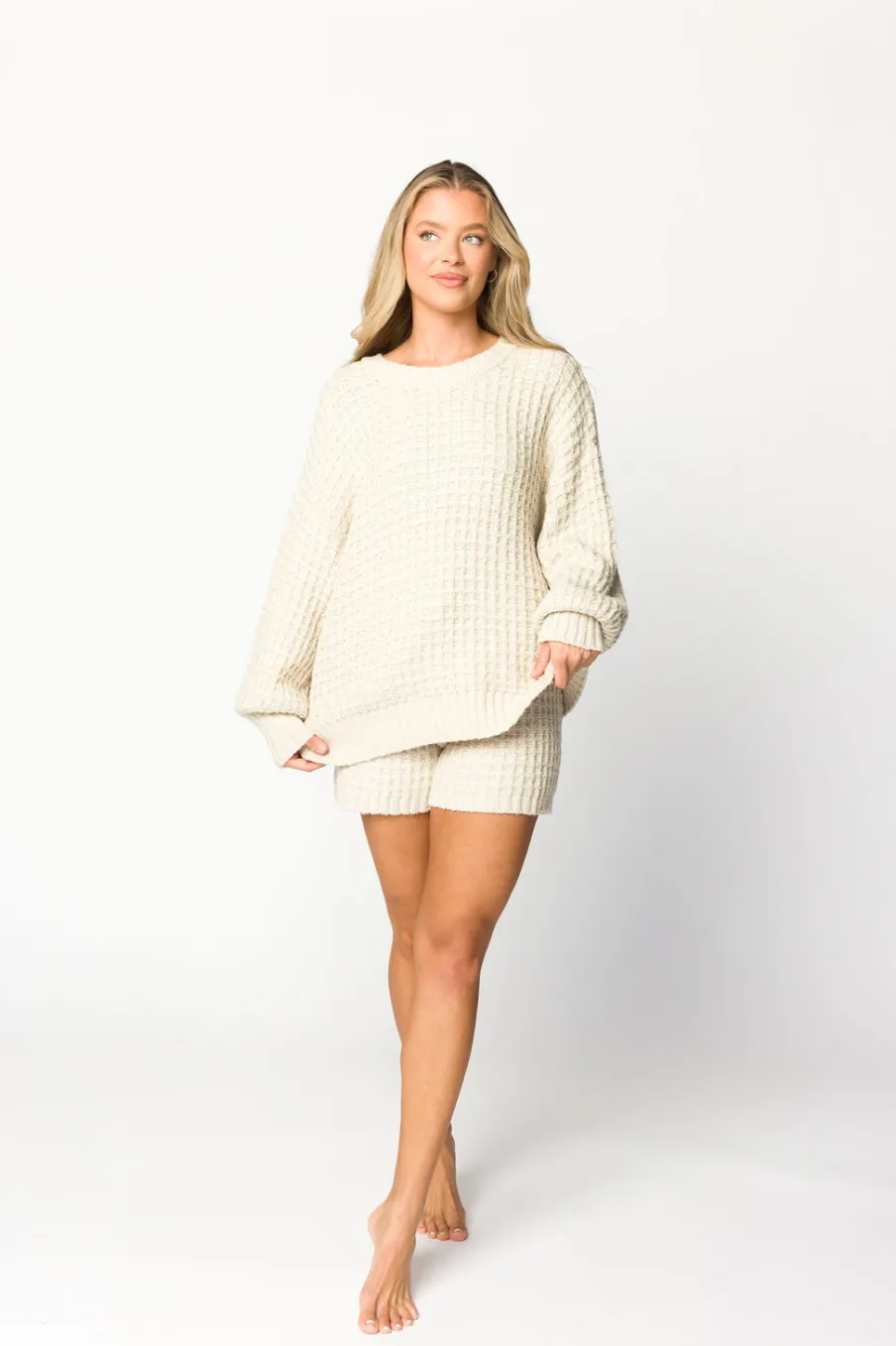 Clearance Worth Collective Lovender Sweater Shorts in Natural