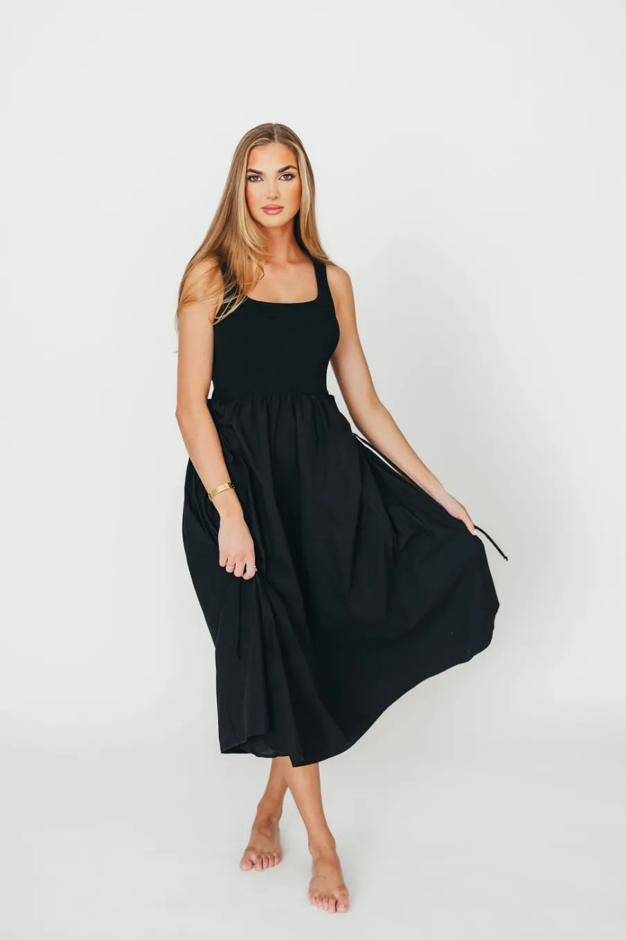 New Worth Collective Lucca Midi Dress in Black