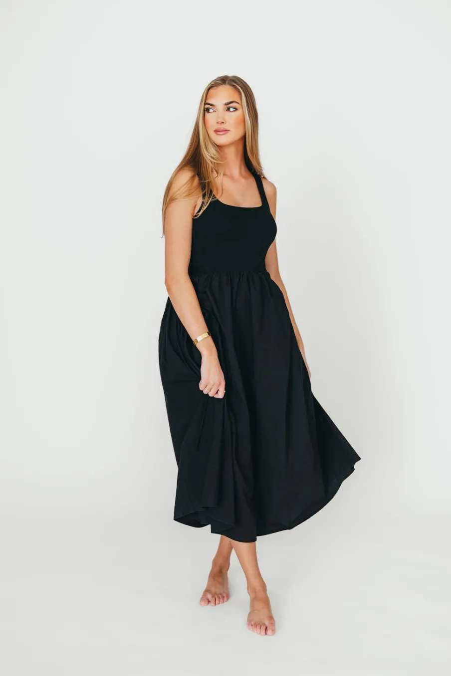 New Worth Collective Lucca Midi Dress in Black