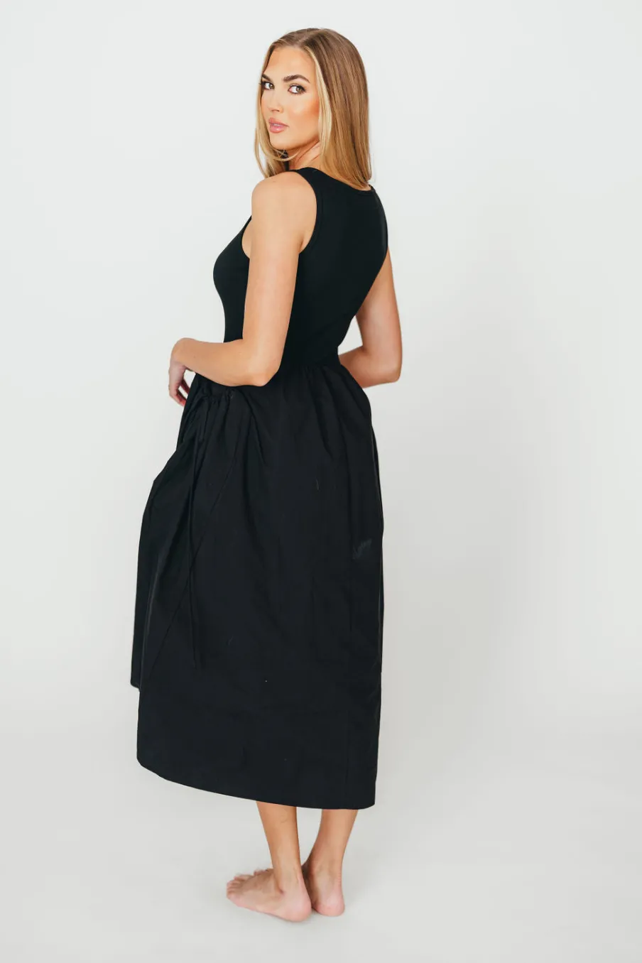 New Worth Collective Lucca Midi Dress in Black