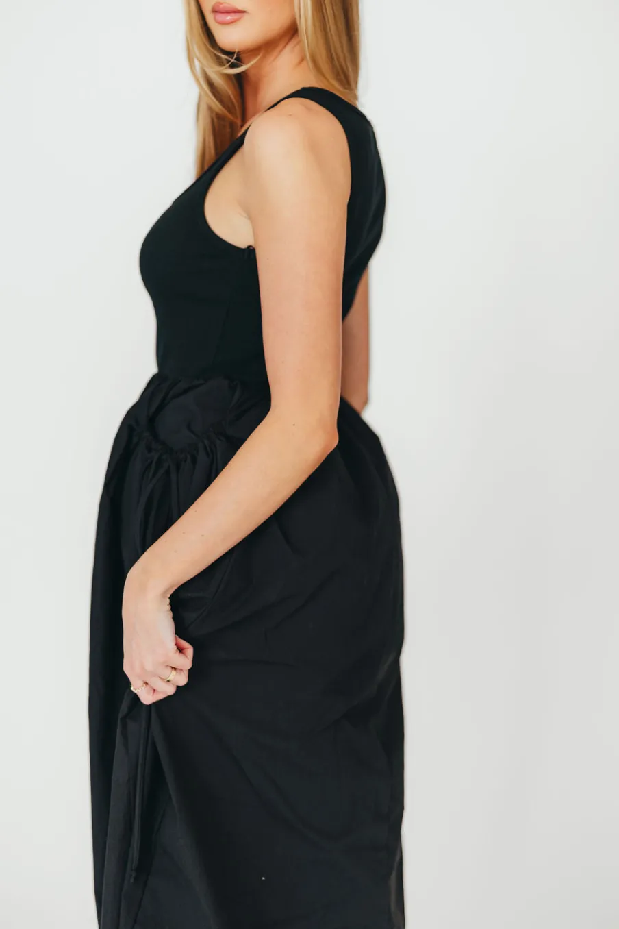 New Worth Collective Lucca Midi Dress in Black