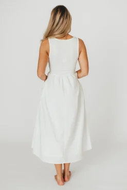 Discount Worth Collective Lucca Midi Dress in Off-White