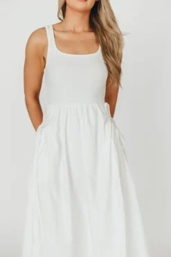 Discount Worth Collective Lucca Midi Dress in Off-White