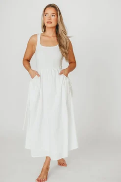 Discount Worth Collective Lucca Midi Dress in Off-White