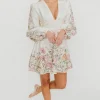 Outlet Worth Collective Luciana Long Sleeve Mini Dress in Cream Floral