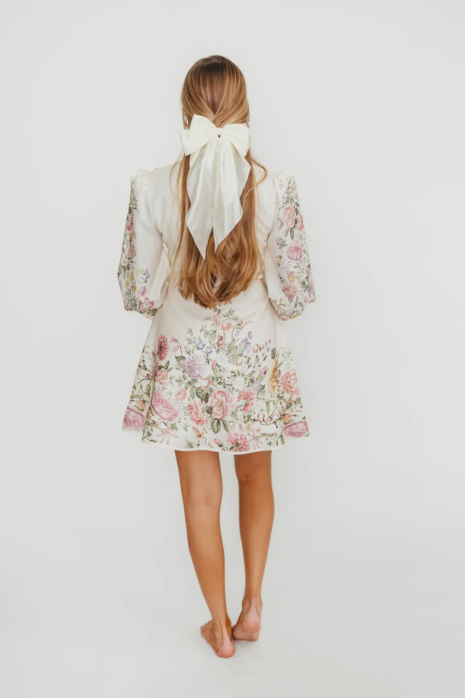 Outlet Worth Collective Luciana Long Sleeve Mini Dress in Cream Floral