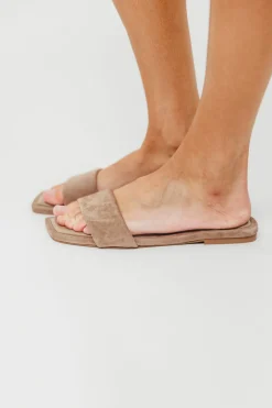 New Worth Collective Lumina Taupe Suede Sandal