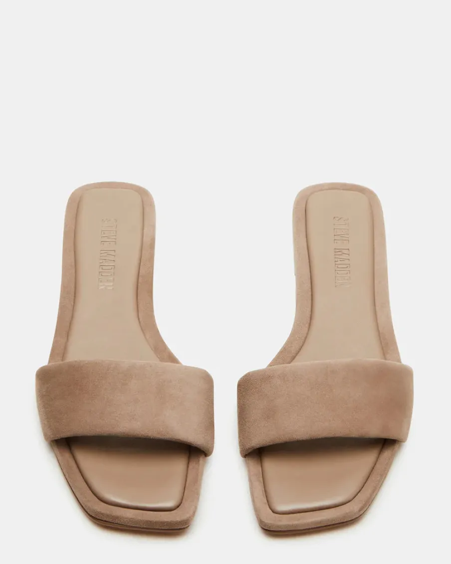 New Worth Collective Lumina Taupe Suede Sandal