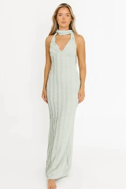 Discount Worth Collective Lydia Maxi Lace Dress in Sage