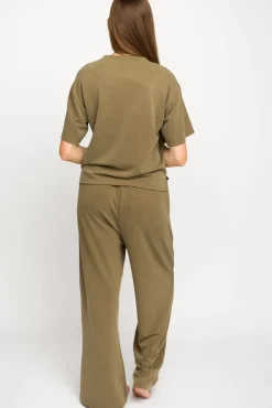 New Worth Collective Macy Loose Fit T-Shirt and Wide Leg Pant Set in Sage