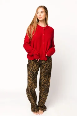 Sale Worth Collective Maggie Leopard Print Denim Pants