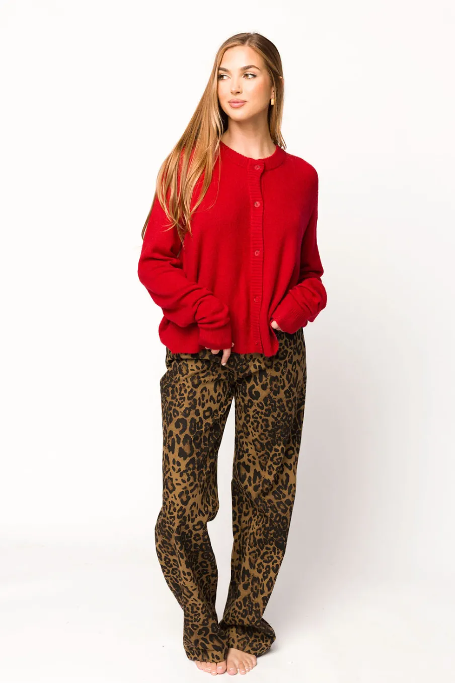 Sale Worth Collective Maggie Leopard Print Denim Pants