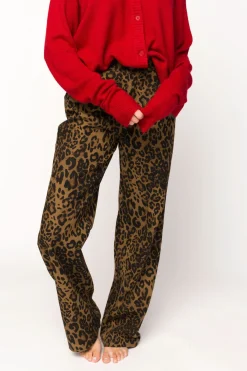 Sale Worth Collective Maggie Leopard Print Denim Pants