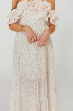 Hot Worth Collective Margot Maxi Dress in Peach Floral