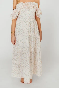 Hot Worth Collective Margot Maxi Dress in Peach Floral