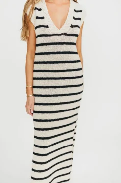 Fashion Worth Collective Maria Knit Maxi Dress in Natural/Black