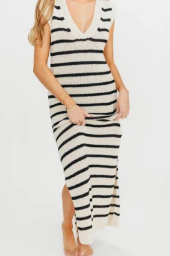 Fashion Worth Collective Maria Knit Maxi Dress in Natural/Black