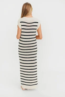 Fashion Worth Collective Maria Knit Maxi Dress in Natural/Black