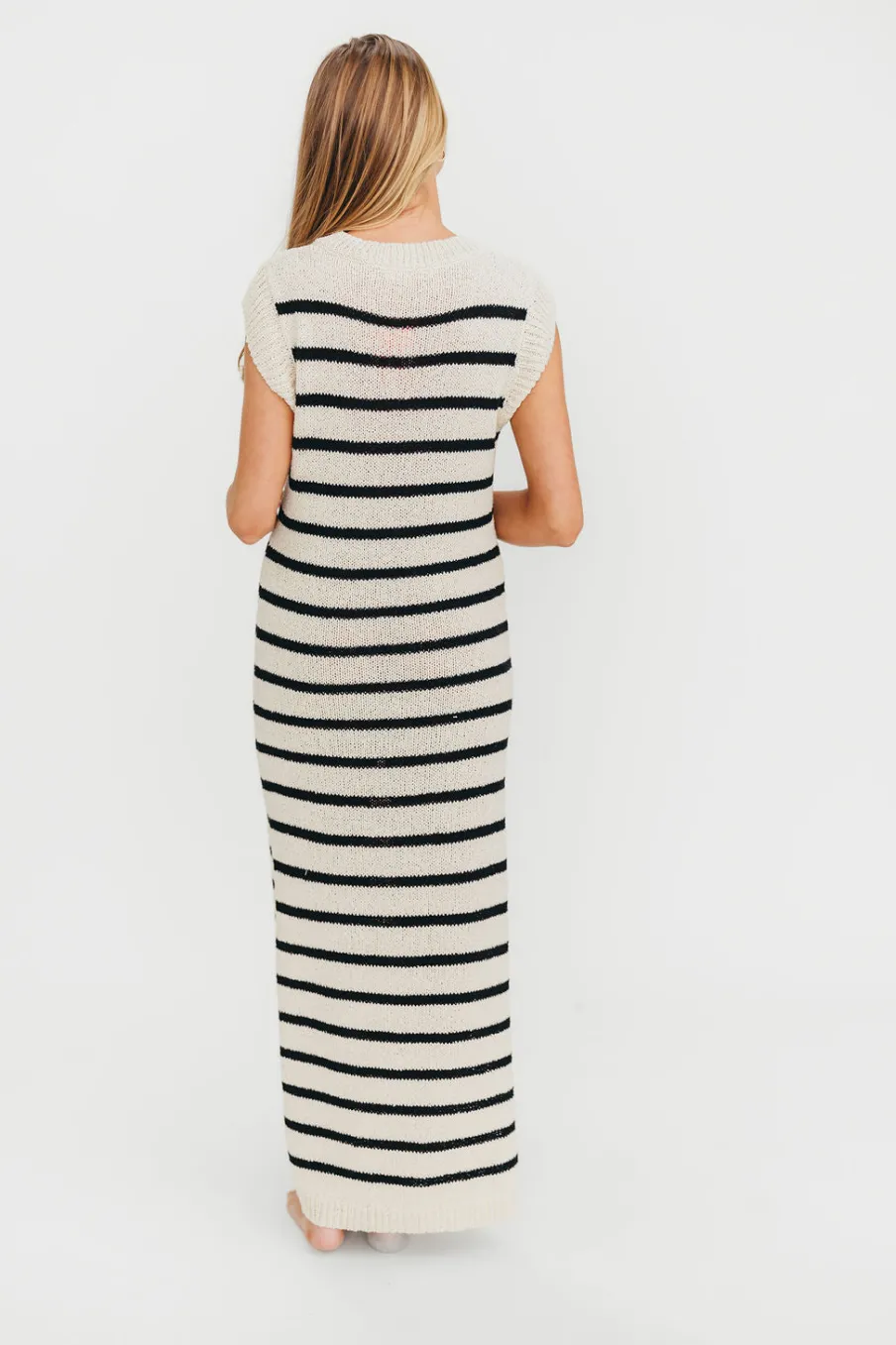 Fashion Worth Collective Maria Knit Maxi Dress in Natural/Black