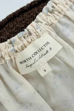 Online Worth Collective Marley 100% Cotton Midi Dress in Ivory/Blue Floral -Bump Friendly