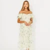 Outlet Worth Collective Martha Puff Sleeve Midi Dress in Ivory Mutli