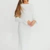 Fashion Worth Collective Mason Bow Tie Sweater Maxi Dress in Ivory