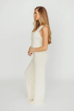 Hot Worth Collective Maya Knit Vest and Pant Set in Natural