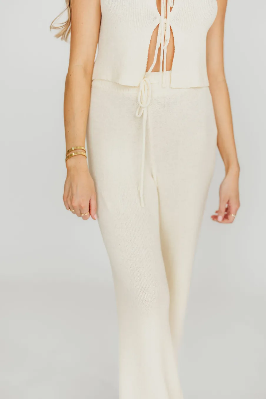 Hot Worth Collective Maya Knit Vest and Pant Set in Natural