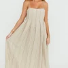 New Worth Collective Mei Linen Stitch Maxi Dress in Khaki