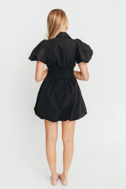 Clearance Worth Collective Melissa Bubble Sleeve Mini Dress in Black