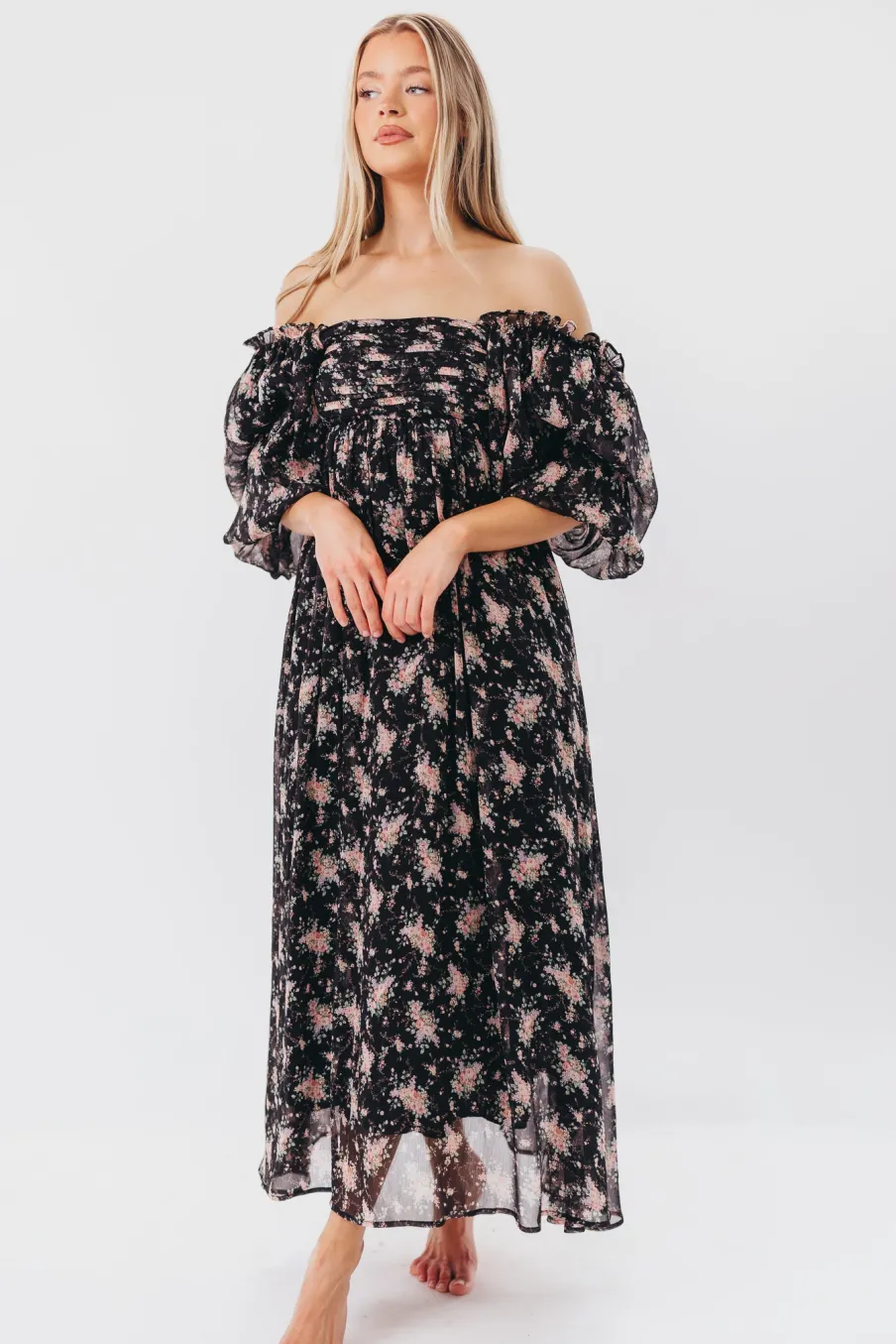 Discount Worth Collective Melody Maxi Dress in Black - Bump Friendly & Inclusive Sizing (S-3XL)