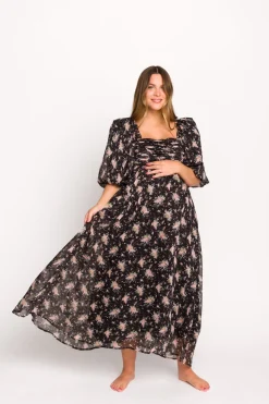Discount Worth Collective Melody Maxi Dress in Black - Bump Friendly & Inclusive Sizing (S-3XL)
