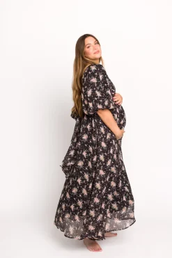 Discount Worth Collective Melody Maxi Dress in Black - Bump Friendly & Inclusive Sizing (S-3XL)