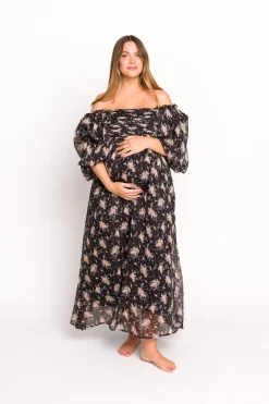 Discount Worth Collective Melody Maxi Dress in Black - Bump Friendly & Inclusive Sizing (S-3XL)