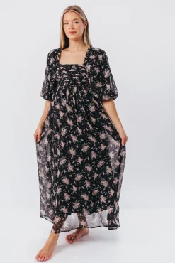 Discount Worth Collective Melody Maxi Dress in Black - Bump Friendly & Inclusive Sizing (S-3XL)