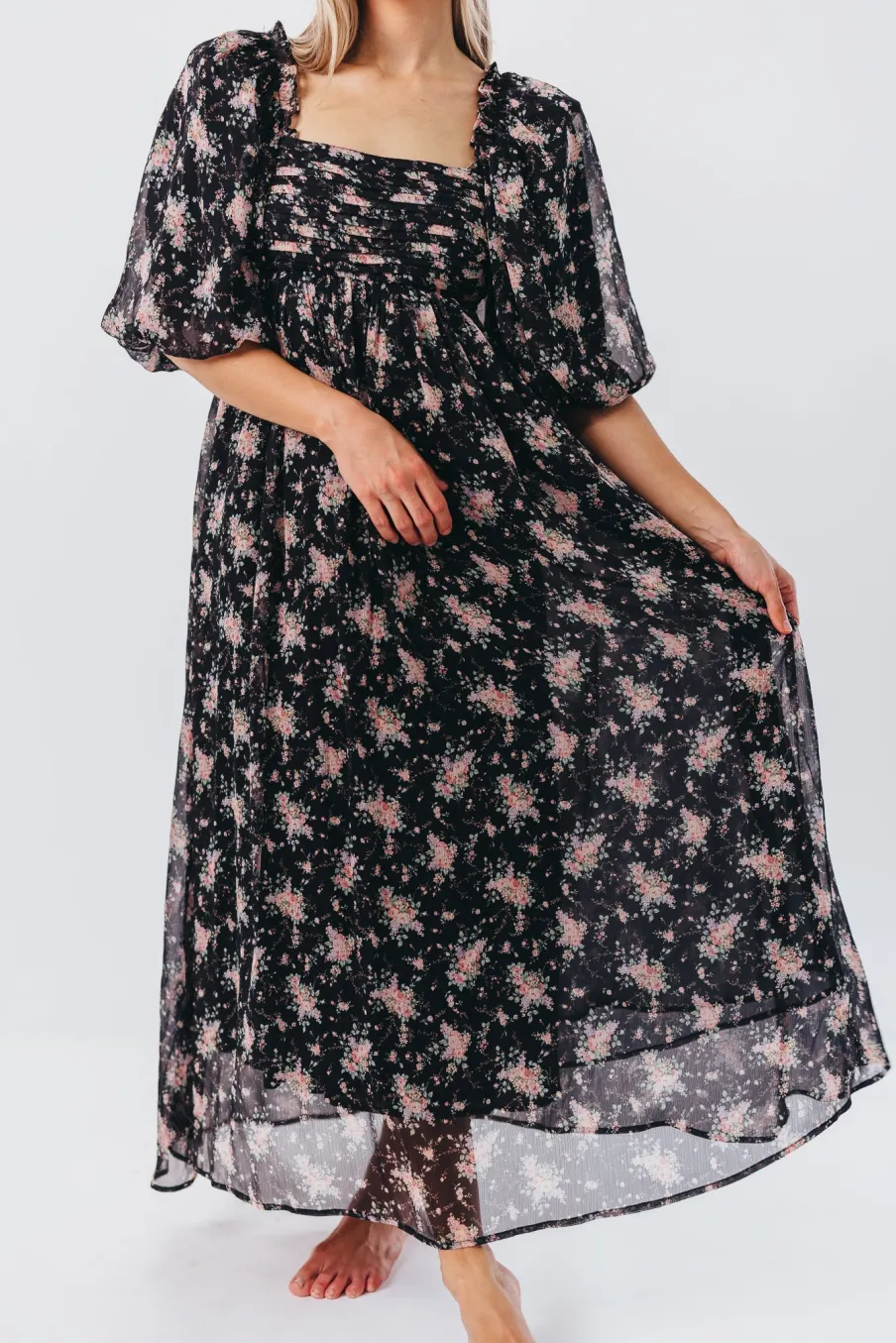 Discount Worth Collective Melody Maxi Dress in Black - Bump Friendly & Inclusive Sizing (S-3XL)