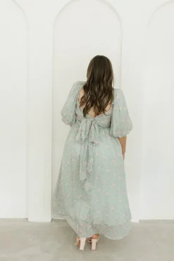 Clearance Worth Collective Melody Maxi Dress in Turquoise Floral - Bump Friendly & Inclusive Sizi