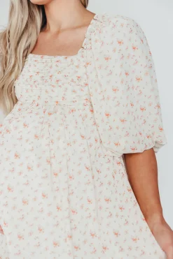Best Worth Collective Melody Maxi Dress with Pleats and Bow Detail in Ivory Floral- Bump Fri