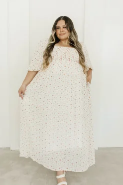 Best Worth Collective Melody Maxi Dress with Pleats and Bow Detail in Ivory Floral- Bump Fri