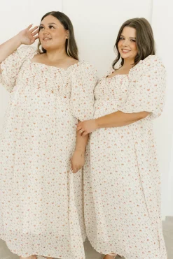 Best Worth Collective Melody Maxi Dress with Pleats and Bow Detail in Ivory Floral- Bump Fri