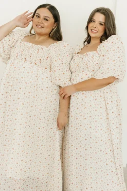 Best Worth Collective Melody Maxi Dress with Pleats and Bow Detail in Ivory Floral- Bump Fri