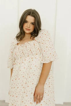 Best Worth Collective Melody Maxi Dress with Pleats and Bow Detail in Ivory Floral- Bump Fri