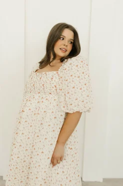 Best Worth Collective Melody Maxi Dress with Pleats and Bow Detail in Ivory Floral- Bump Fri