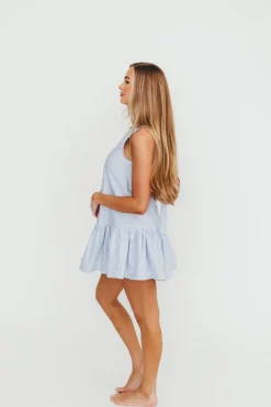 Sale Worth Collective Mickey Pin Stripe Mini Dress in Light Blue