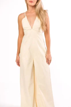 New Worth Collective Midweek 100% Cotton Denim Jumpsuit in Ivory
